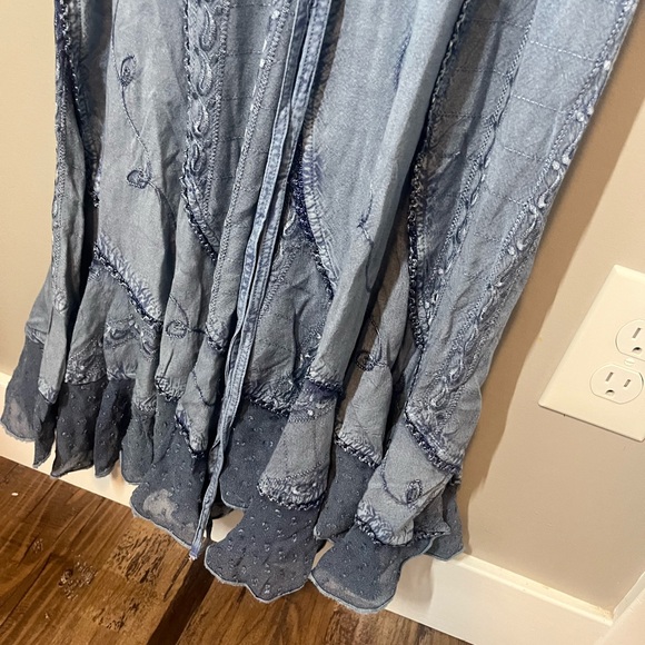 Coline S Viscose embroidered bucket dress Argent Silver Blue Stone Washed Corset - Picture 5 of 10